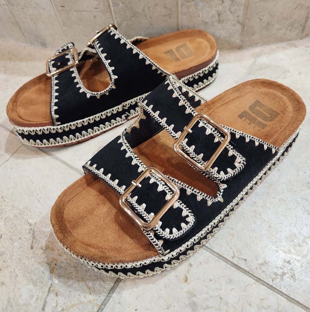 DL 1990 Women's Cubana Platform Sandals, Black, Size 7.5 (38) - Picture 2 of 8